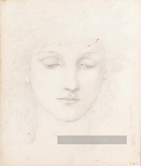 Tête d’une fille préraphaélite Sir Edward Burne Jones Peintures à l'huile